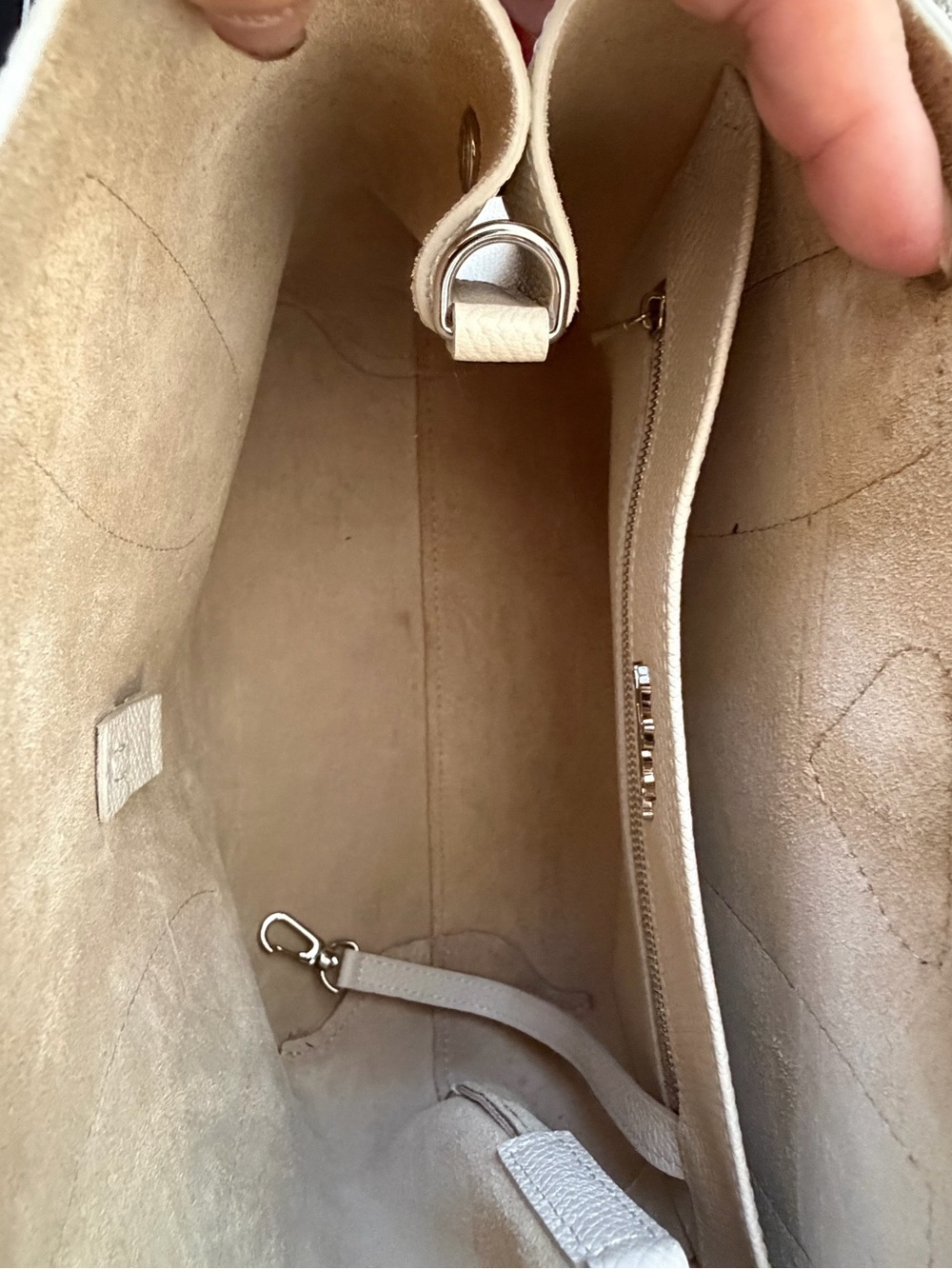 Longchamp Roseau Textured Cream Satchel with Silver Hardware - Picture 6 of 9